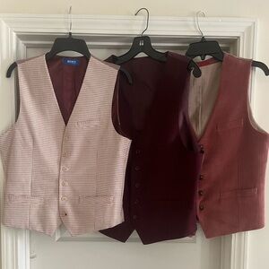 3 Menswear Vest *BUNDLE* GREAT FOR WEDDING—-Mauve/Plum